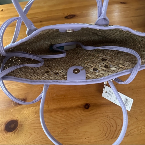 Urban Expressions Wellesley Double
Handle Straw Tote With Strap Lavender… - Picture 7 of 7